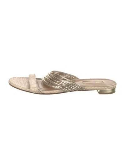 Pre-owned Aquazzura Leather Slides In Neutral