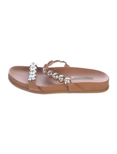 Pre-owned Aquazzura Leather Slides In Neutrals
