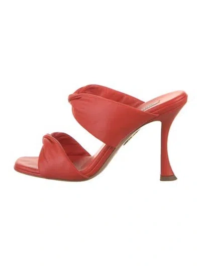 Pre-owned Aquazzura Leather Slides In Orange