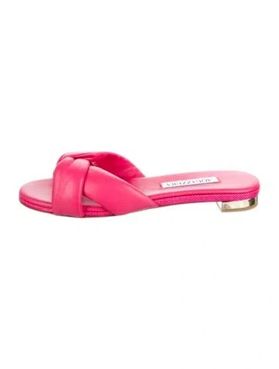 Pre-owned Aquazzura Leather Slides In Pink