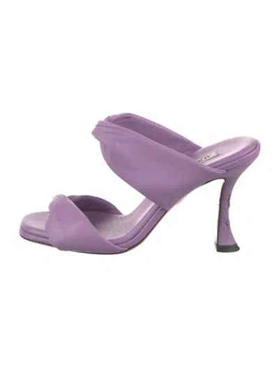 Pre-owned Aquazzura Leather Slides In Purple
