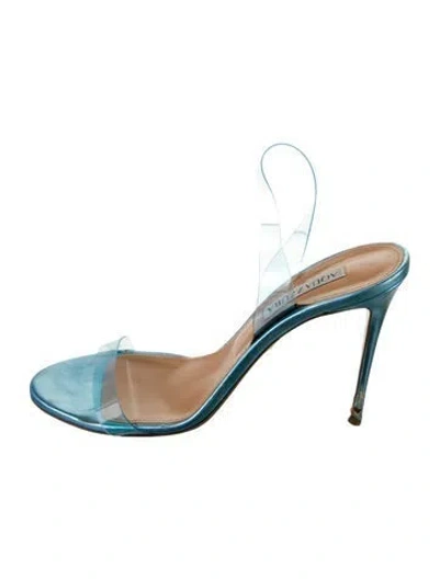 Pre-owned Aquazzura Leather Slides In White