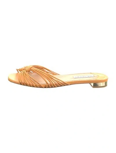 Pre-owned Aquazzura Leather Slides In Yellow