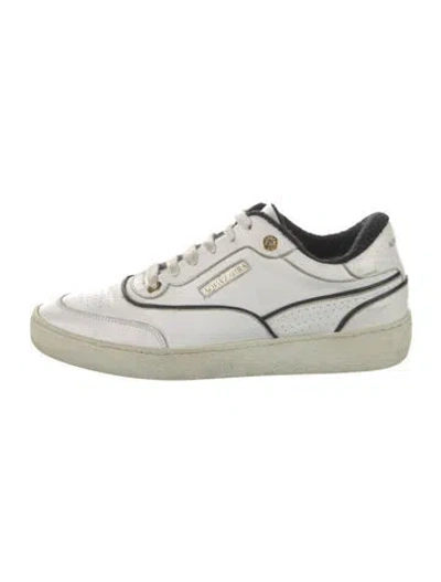 Pre-owned Aquazzura Leather Sneakers In White