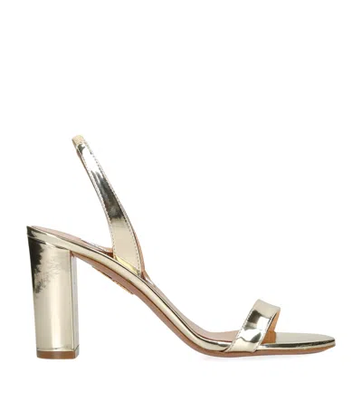 AQUAZZURA LEATHER SO NUDE HEELED SANDALS 85