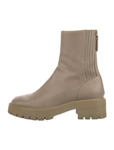 Pre-owned Aquazzura Leather Sock Boots In Neutral