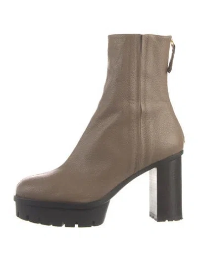 Pre-owned Aquazzura Leather Sock Boots In Neutral