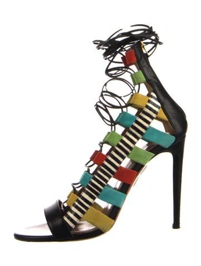 Pre-owned Aquazzura Leather Striped Gladiator Sandals In Multi