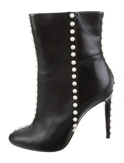 Pre-owned Aquazzura Leather Studded Accents Boots In Black