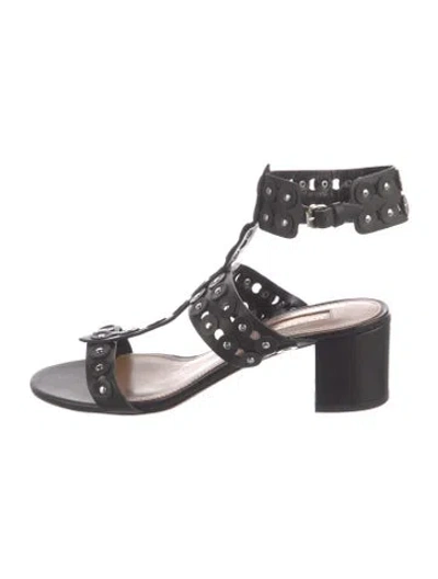 Pre-owned Aquazzura Leather Studded Accents Gladiator Sandals In Black
