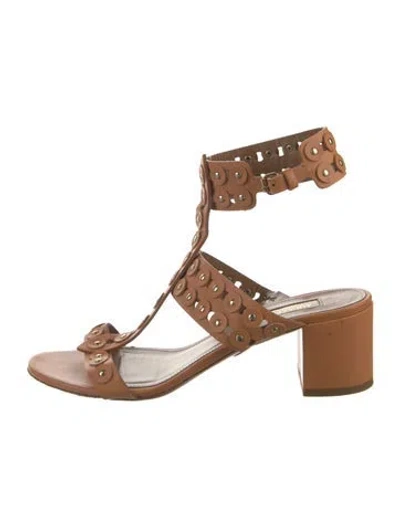 Pre-owned Aquazzura Leather Studded Accents Gladiator Sandals In Orange