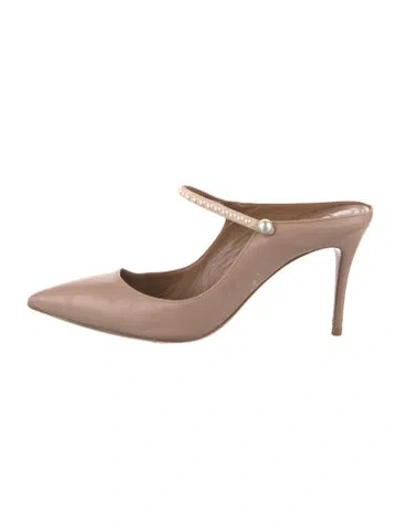 Pre-owned Aquazzura Leather Studded Accents Mules In Pink
