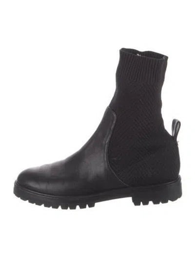 Pre-owned Aquazzura Leather Studded Accents Sock Boots In Black
