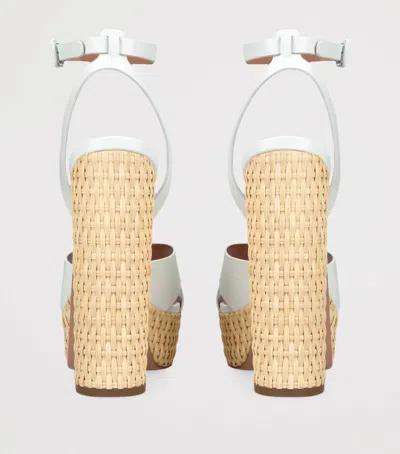 AQUAZZURA LEATHER SUNSEEKER PLATEAU PLATFORM SANDALS 140