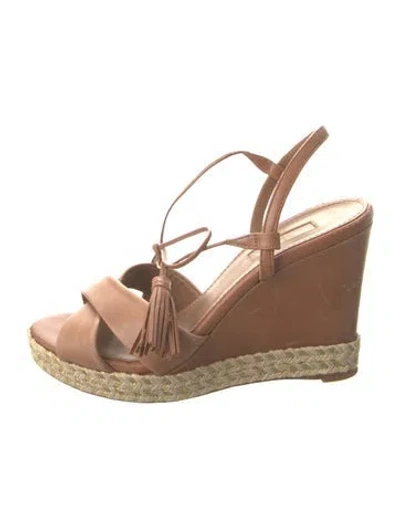 Pre-owned Aquazzura Leather Tassel Accents Espadrilles