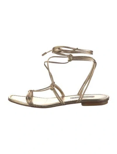 Pre-owned Aquazzura Leather Tassel Accents Gladiator Sandals