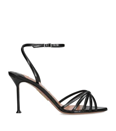 Aquazzura Leather Tell Me Sandals 85 In Black