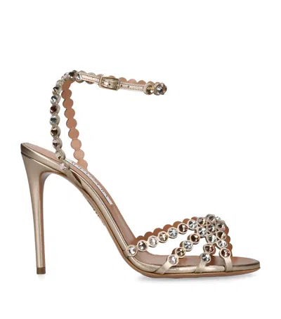 Aquazzura Leather Tequila Sandals 105 In Neutral