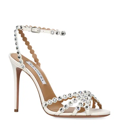 Aquazzura Leather Tequila Sandals 105 In White