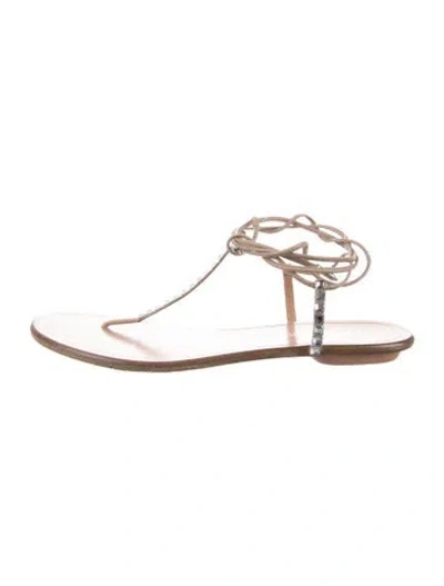 Pre-owned Aquazzura Leather T-strap Sandals
