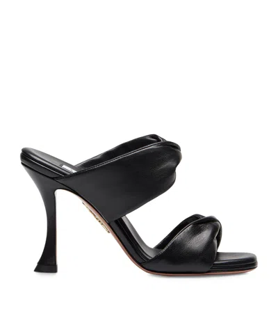 Aquazzura Leather Twist Heeled Sandals 95 In Black