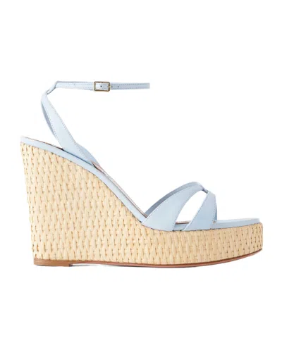 Aquazzura Leather Wedge Sandals In Blue