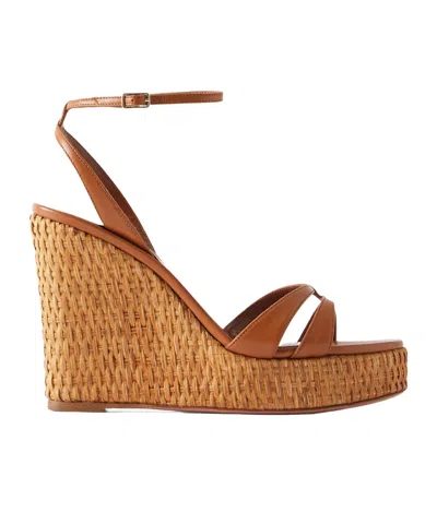Aquazzura Leather Wedge Sandals In Brown