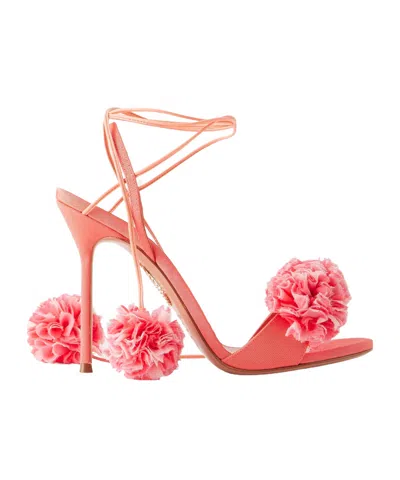 Aquazzura Leather-trimmed Grosgrain Sandals In Pink