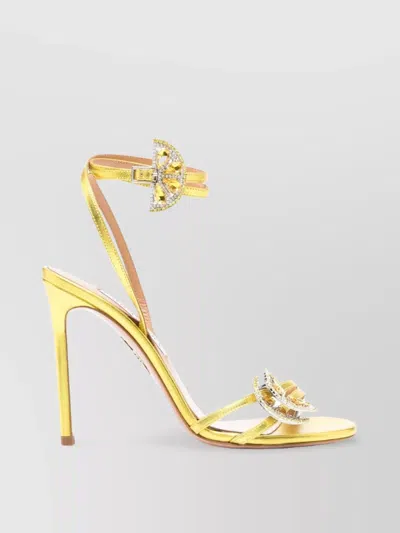 Aquazzura Lemon Motif Crystal Sandals In Gold