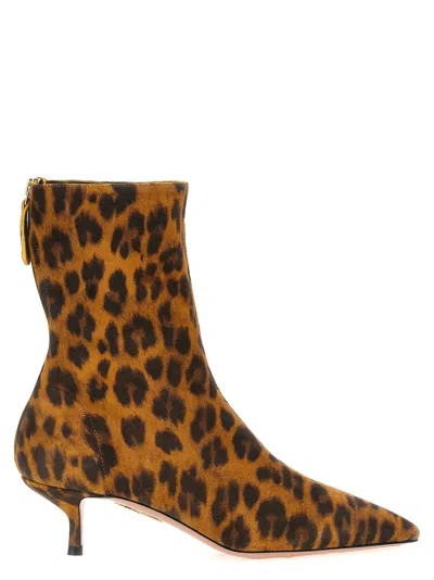 AQUAZZURA LEOPARD PRINT MONTMARTRE ANKLE BOOTS