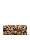 Aquazzura Leopard-print Ring-detail Clutch In Brown