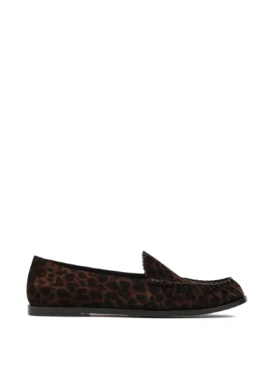 Aquazzura Loafers Animal Print Round Toe Textured In Multi