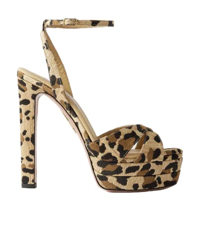 Aquazzura Leopard-print Raffia Platform Sandals In No