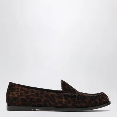Aquazzura Leopard-print Suede Mini Loafers For Women In Brown
