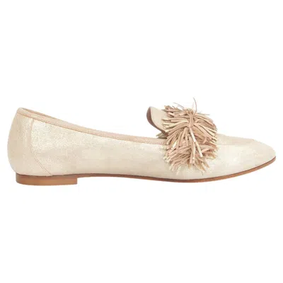 Pre-owned Aquazzura Light Gold Suede Wild Thing Loafers Flats Shoes 40