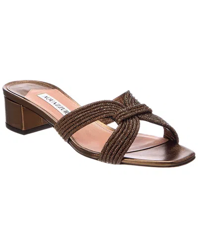 Aquazzura Logo 35 Crystal Sandal In Brown
