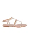 Aquazzura Tequila Crystal-embellished Metallic Leather Sandals In Nude