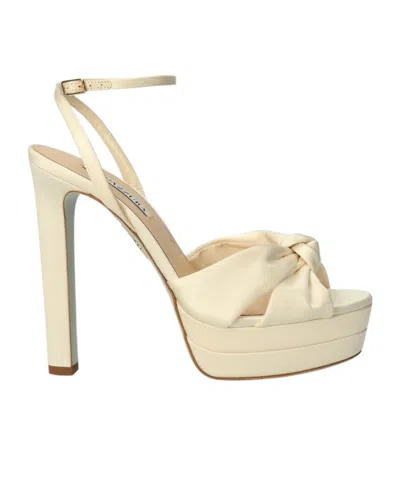 Aquazzura Logo High-heeled Sandals In Nude
