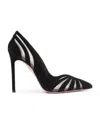Aquazzura The Spy 10 Pointed Pumps In Black Suede And Mesh In Black