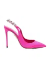 Aquazzura Crystal Embellished Satin Stiletto In Pink