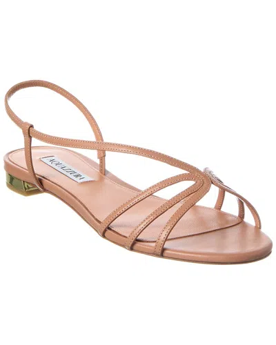 Aquazzura Logo Leather Sandal In Neutral