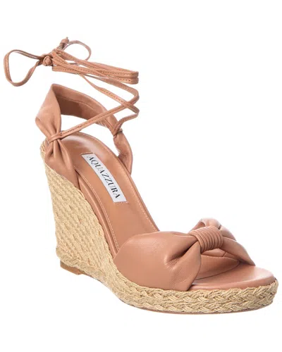 Aquazzura Logo Leather Sandal In Brown