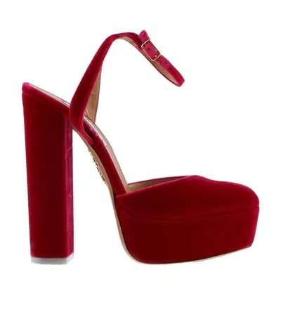 Aquazzura Logo Thick-soled High Heels In Red
