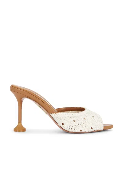 Aquazzura Loom 85 Crochet-trimmed Mules In White