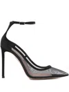 Aquazzura Love Affair 85 Pumps In Black Suede And Mesh In Black