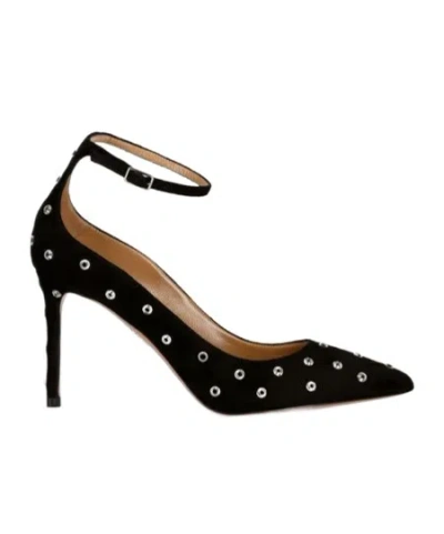 Aquazzura Love Affair 85 Embellished Suede Pumps In Black