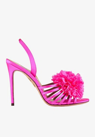Aquazzura Love Carnation 105 Satin Sandals In Pink