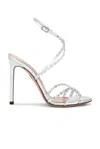 Aquazzura Embellished Leather Love Struck Sandals In Silver