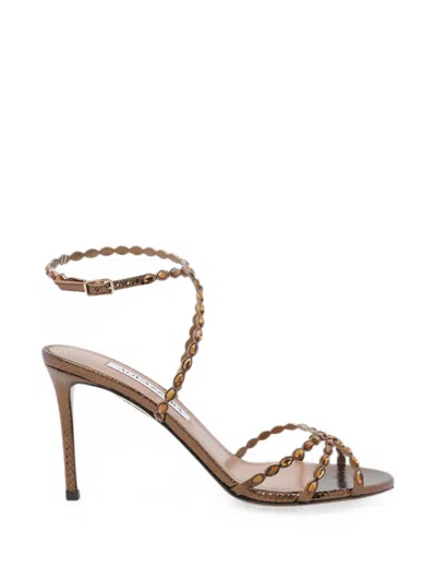 Aquazzura Love Struck Crystal-embellished Sandals In Brown