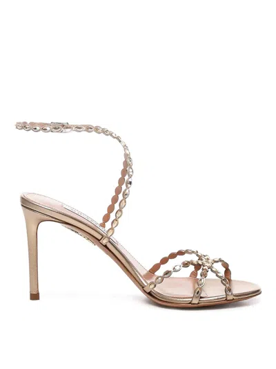 Aquazzura Love Struck Crystal Sandals In Gold